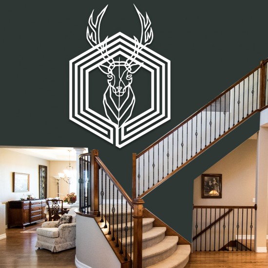 Line Art Geyik Metal Tablo