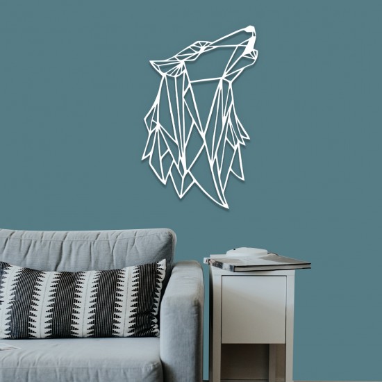 Geometrik Uluyan Kurt Metal Tablo