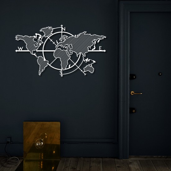 Modern Harita Metal Tablo